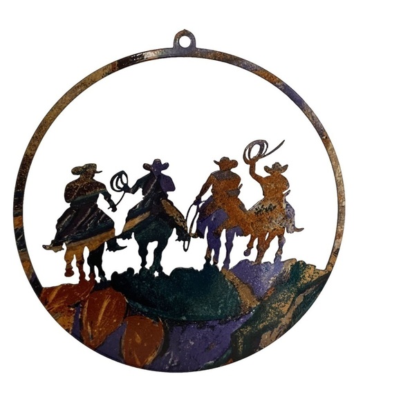 Cowboy Wall Art Window Hanging 8" Suncatcher Southwest Lazart Style - Picture 5 of 6